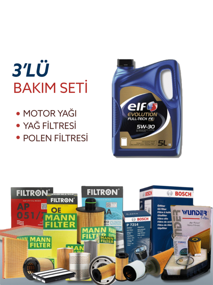 MANN BOSCH Audi A3 1.6 (2003-2012) Elf 5W-30 5 Litre Motor Yağlı Bakım Seti 3 Parça Set - Görsel 1