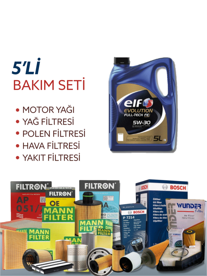 MANN BOSCH Land Rover Discovery 2.0 Dizel (2017-2022) Elf Motor Yağlı Filtre Bakım Seti 5 Parça Set - Görsel 1