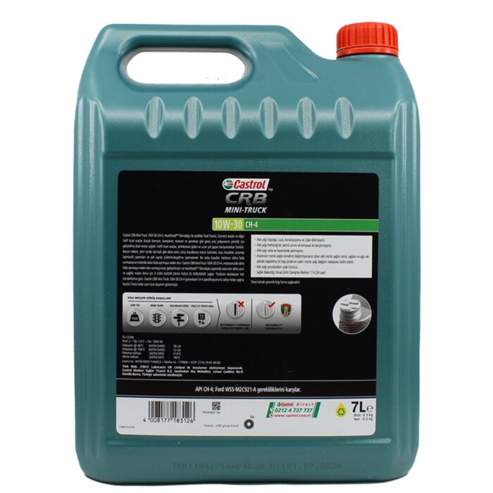 Castrol CRB Mini-Truck 10W30 CH-4 7 Lt Sentetik Motor Yağı - Görsel 2