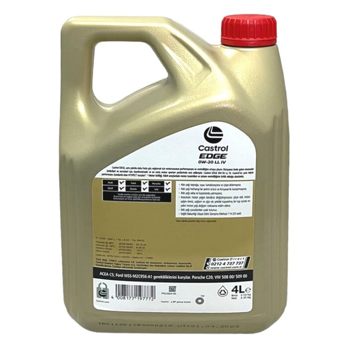 Castrol Edge 0W20 LL IV 4 Lt Tam Sentetik Partiküllü Motor Yağı - Görsel 3