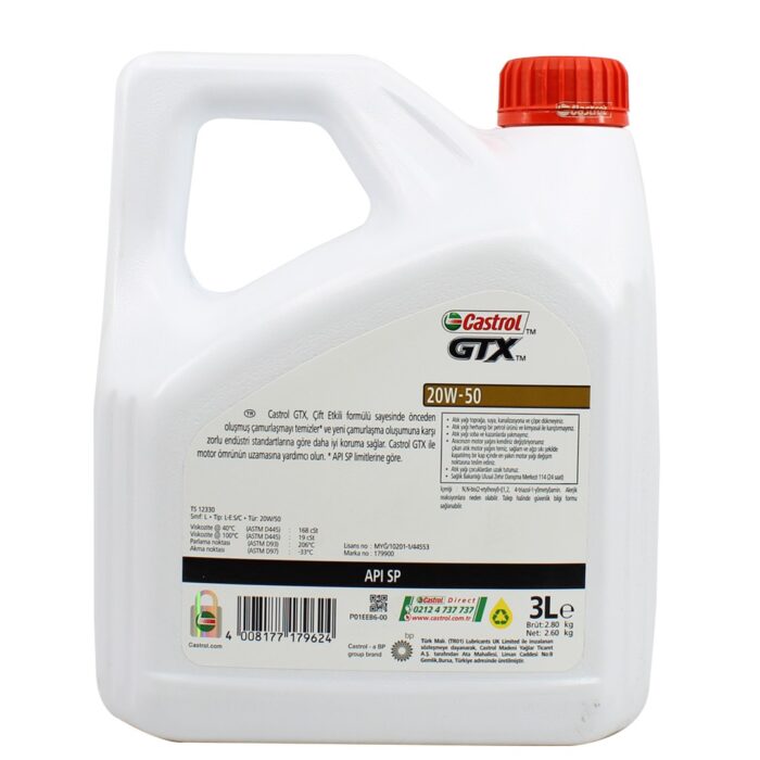 Castrol GTX 20W50 3 Lt Sentetik Motor Yağı - Görsel 2
