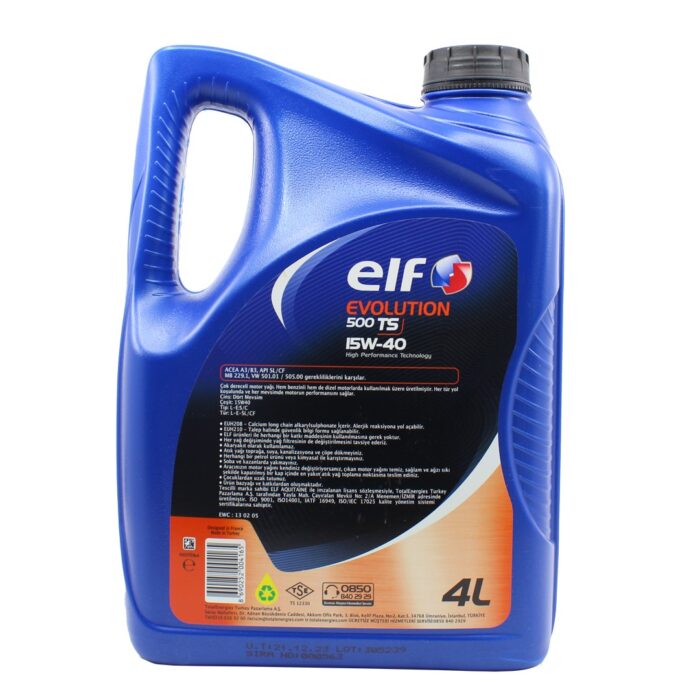 Elf Evolution 500 TS 15W-40 Motor Yağı 4 Lt - Görsel 2