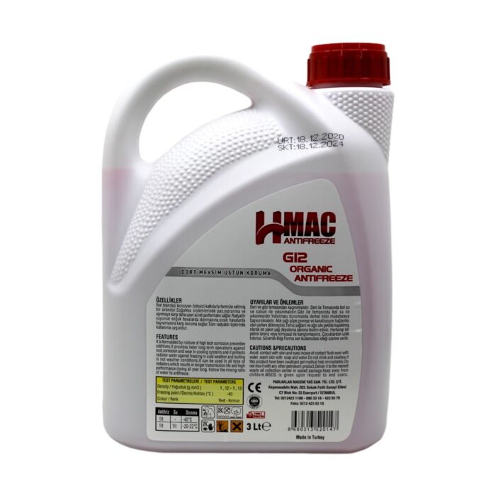 H-Mac Organik Kırmızı Antifriz 3 Lt -40 Derece - Görsel 4