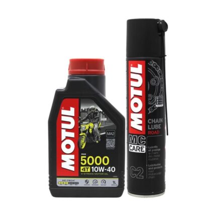 Motul 5000 10W40 4T Motosiklet Yağı 1 Lt + C2 Zincir Yağı 400 Ml