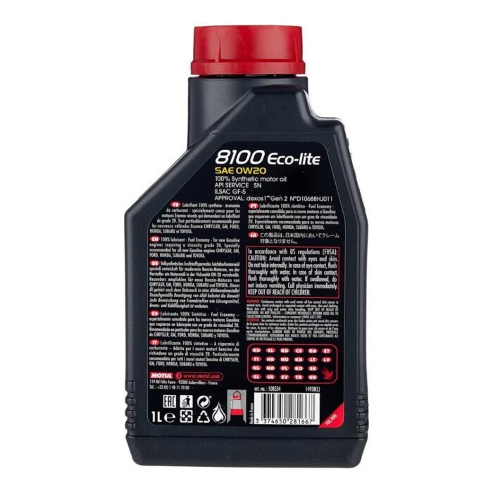 Motul 8100 Eco-Lite 0W20 1 Lt Tam Sentetik Motor Yağı - Görsel 2