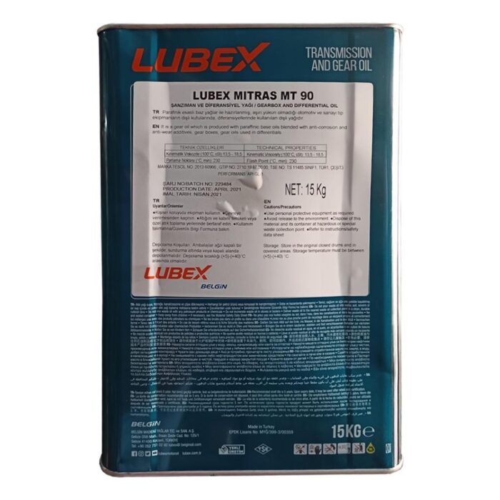Lubex Mitras MT 90 15 Kg Şanzıman Dişli Yağı - Görsel 2