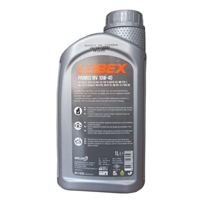 Lubex Primus MV 10W40 1 Lt Sentetik Motor Yağı - Görsel 4