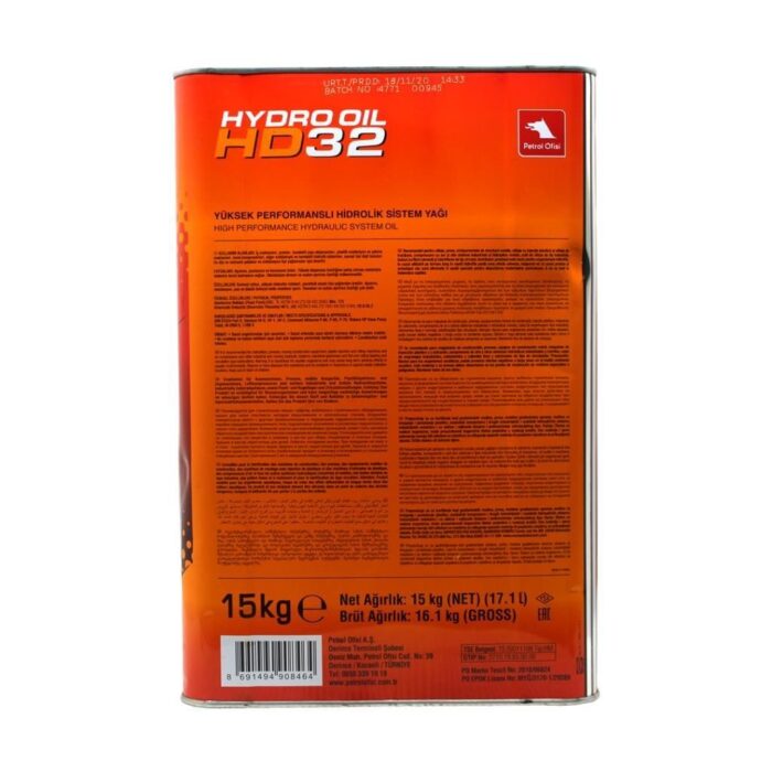 Petrol Ofisi Hydro Oil HD 32 15 Kg Hidrolik Sistem Yağı - Görsel 3