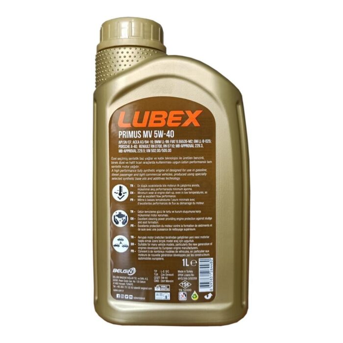 Lubex Primus MV 5W40 1 Lt Tam Sentetik Motor Yağı - Görsel 5