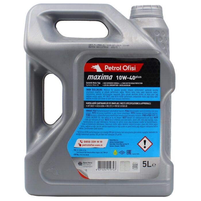 Petrol Ofisi Maxima Plus 10W40 5 Lt Sentetik Motor Yağı - Görsel 2