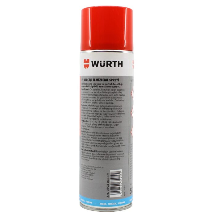 Würth Araç İçi Temizleme Köpük Spreyi 500 ML - Görsel 2