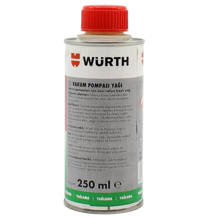 Würth Vakum Pompası Yağı 250 ML - Contaları Aşındırmaz - Görsel 2