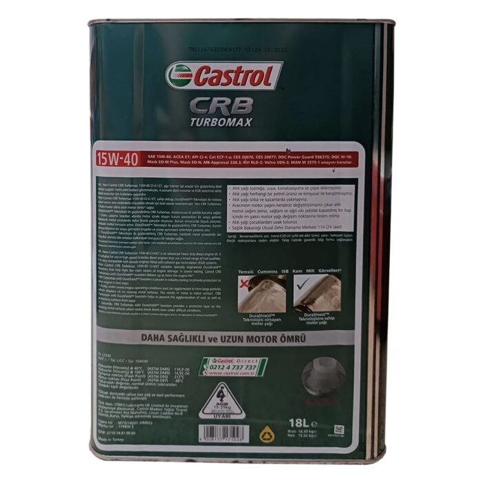 Castrol CRB Turbomax 15W40 16 Kg Motor Yağı - Görsel 3