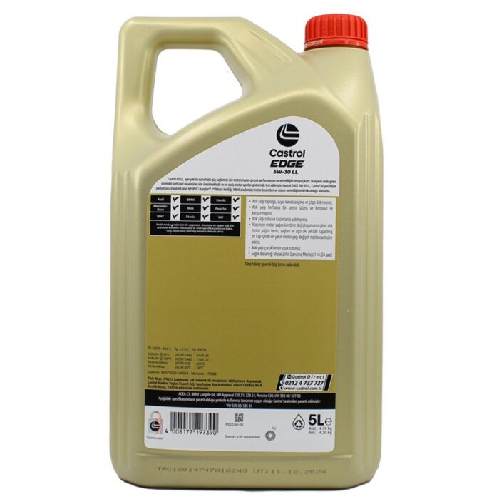 Castrol Edge 5W30 LL 5 Lt Tam Sentetik Partiküllü Motor Yağı - Görsel 2