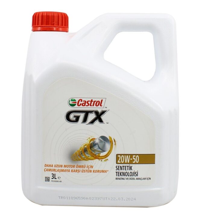 castrol-gtx-20w50-3lt-1.jpg Castrol GTX 20W50 3 Lt Sentetik Motor Yağı - Görsel 1
