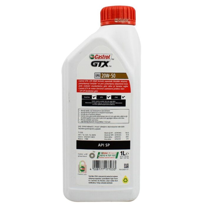 Castrol GTX LPG 20W50 1 Lt Motor Yağı - Görsel 2