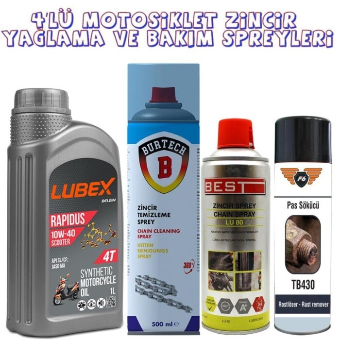 4 Lü Zincir Bakım Seti ve Scooter Motor Yağı - Görsel 1