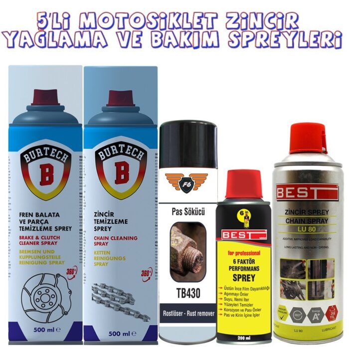 Motosiklet Zincir Temizleme ve Bakım 5'li Set - Görsel 1