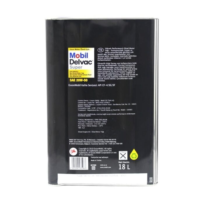 Mobil Delvac Super 20W-50 18 Lt Ağır Dizel Araç Motor Yağı - Görsel 4