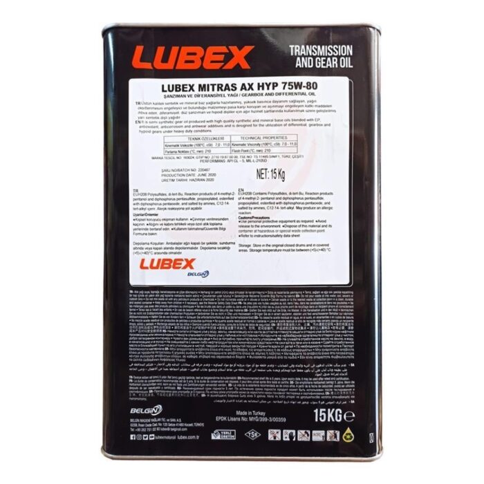 Lubex Mitras AX HYP 75W80 15 Kg Şanzıman Yağı - Görsel 3