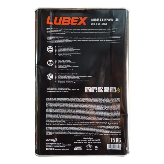 Lubex Mitras AX HYP 85W140 15 Kg Şanzıman ve Diferansiyel Yağı - Görsel 4
