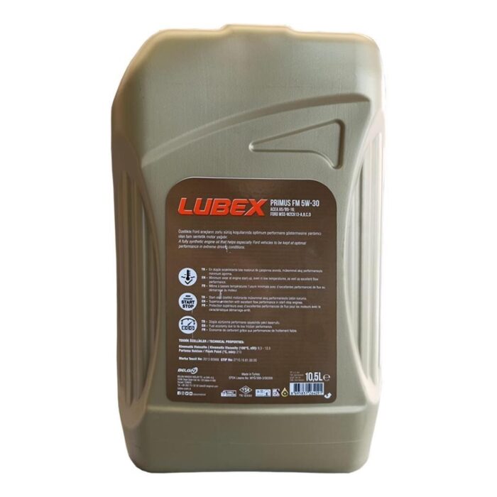 Lubex Primus FM 5W30 10.5 Lt Tam Sentetik Motor Yağı - Görsel 4
