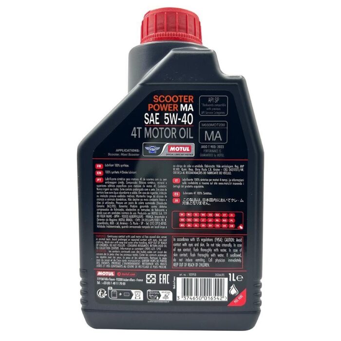 Motul Scooter Power 5W40 MA 4T 1 Lt Motosiklet Yağı - Görsel 2