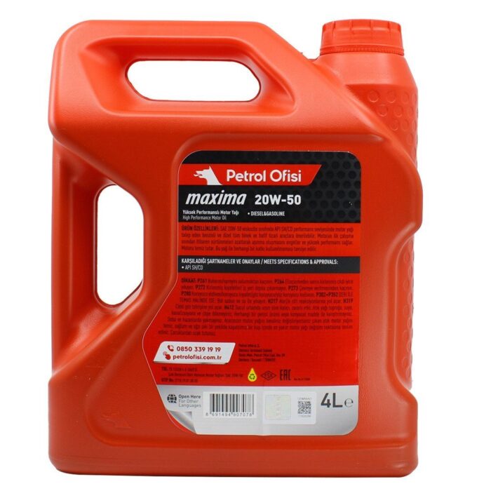 Petrol Ofisi Maxima 20W50 4 Lt Mineral Motor Yağı - Görsel 2
