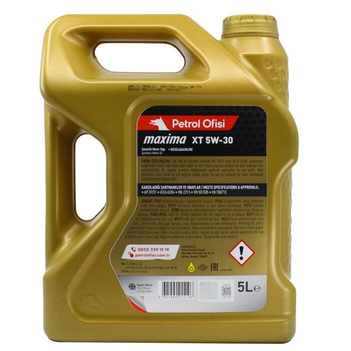 Petrol Ofisi Maxima XT 5W30 5 Lt Tam Sentetik Motor Yağı - Görsel 2