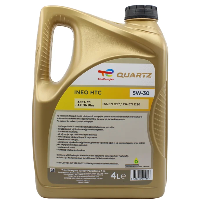 Total Quartz Ineo Htc 5W30 4 Lt Partiküllü Motor Yağı - Görsel 2