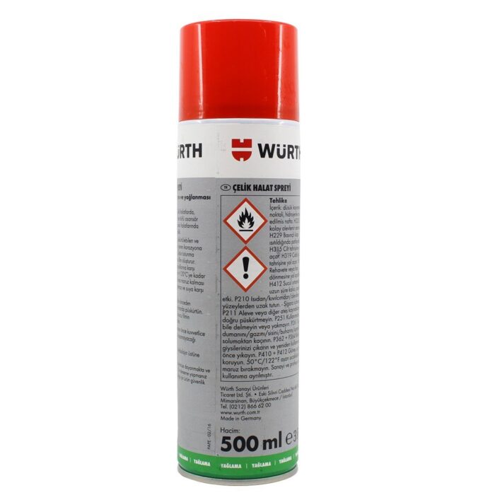 Würth Tel Halat Yağlama ve Koruma Spreyi 500 ML Wire Rope Spray - Görsel 2
