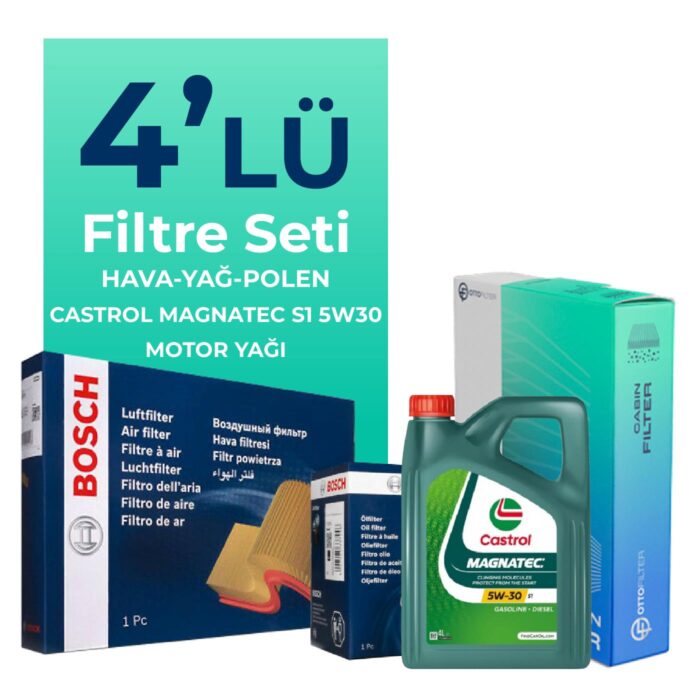 BOSCH Fiat Fiorino 1.3 Dizel Filtre Bakım Seti Castrol Motor Yağlı EURO 4 (2007-2016) 4 Lü - Görsel 1