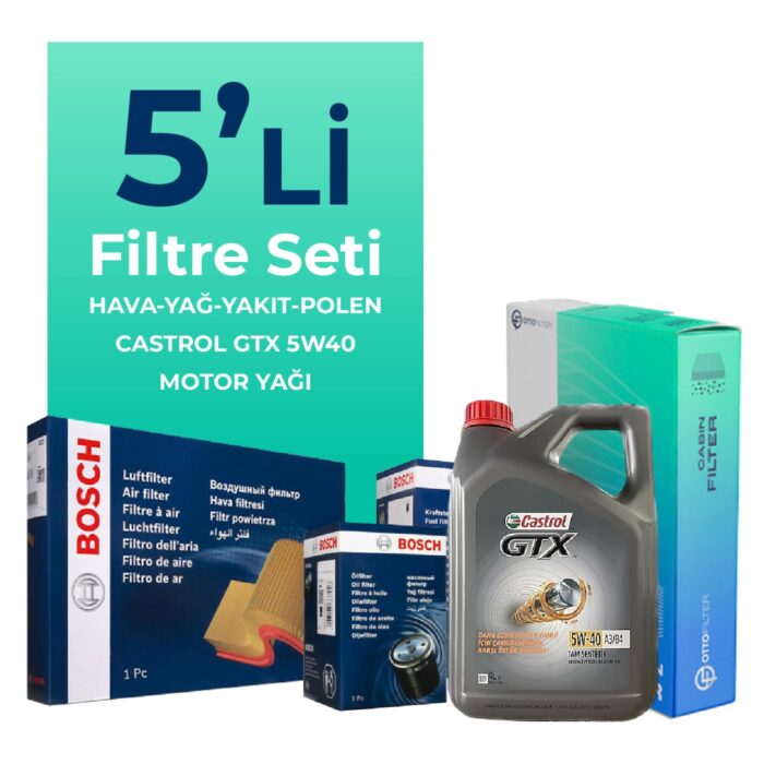 BOSCH Fiat Idea 1.3 Dizel Filtre Bakım Seti Castrol Motor Yağlı (2004-2010) 5 Li - Görsel 1