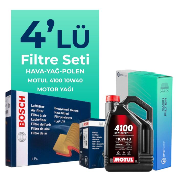 bosch-fiat-panda-1-2-benzinli-filtre-bakim-seti-motul-motor-yagli-2004-2010-4-lu-62472 BOSCH Fiat Panda 1.2 Benzinli Filtre Bakım Seti Motul Motor Yağlı (2004-2010) 4 Lü - Görsel 1