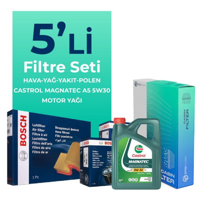 BOSCH Ford Courier 1.5 Dizel Filtre Bakım Seti Castrol Motor Yağlı (2014-2019) 5 Li - Görsel 1