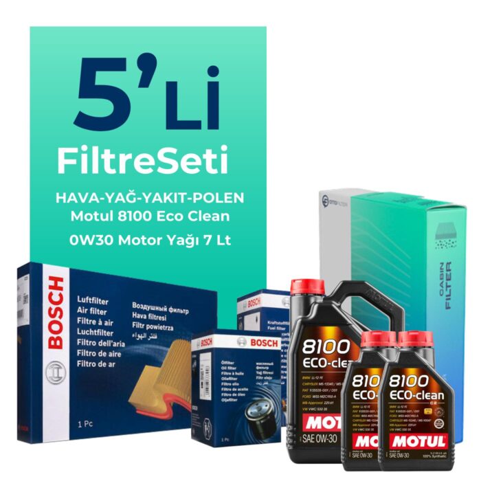 BOSCH Ford Courier 1.5 EcoBlue Filtre Bakım Seti Motul Motor Yağlı (2018-2023) 5 Li - Görsel 1