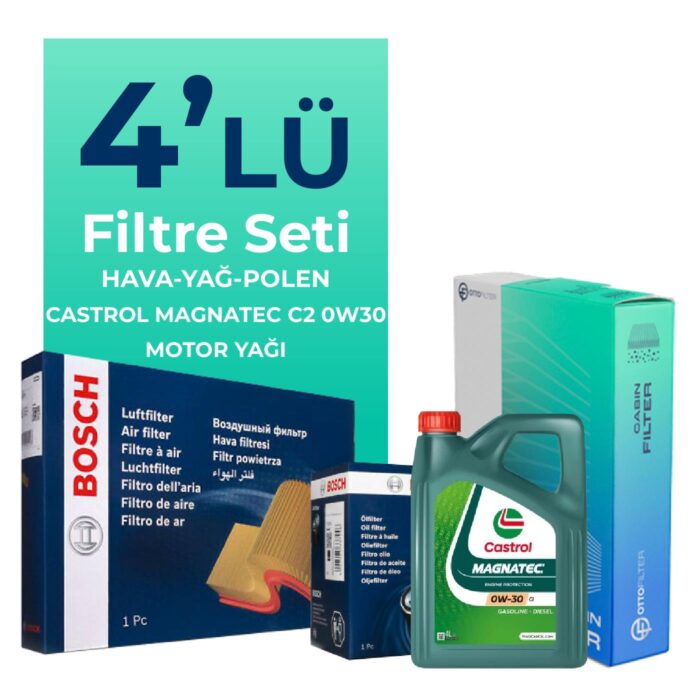 BOSCH Kia Stonic 1.0 Benzin Filtre Bakım Seti Castrol Motor Yağlı (2016-2024) 4 Lü - Görsel 1