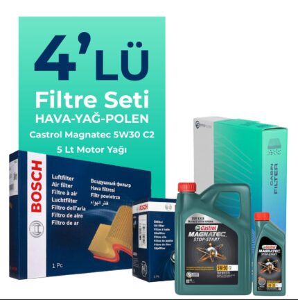 BOSCH Mercedes B160 Benzin Filtre Bakım Seti Castrol Motor Yağlı (2010-2012) 4 Lü
