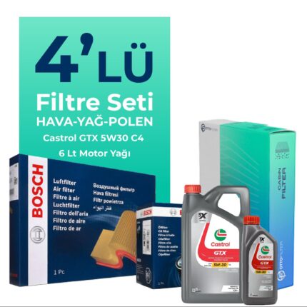 BOSCH Nissan X-Trail 1.6 Dizel Filtre Bakım Seti Castrol Motor Yağlı (2014-2019) 4 Lü