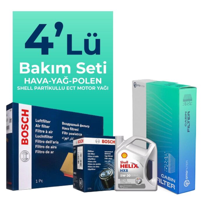 BOSCH Peugeot 208 1.2 Benzin Filtre Bakım Seti Shell Motor Yağlı (2012-2018) 4 Lü - Görsel 1