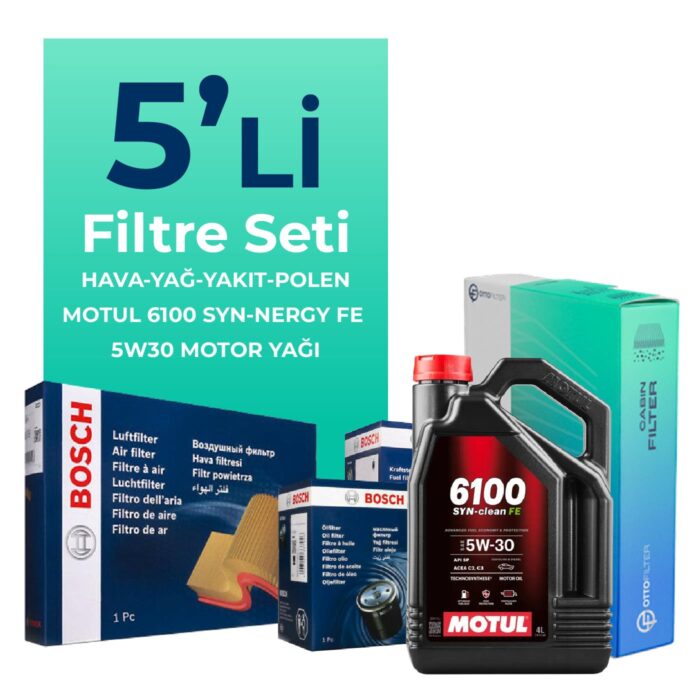 BOSCH Peugeot 208 1.4 Dizel Filtre Bakım Seti Motul Motor Yağlı (2012-2016) 5 Li - Görsel 1