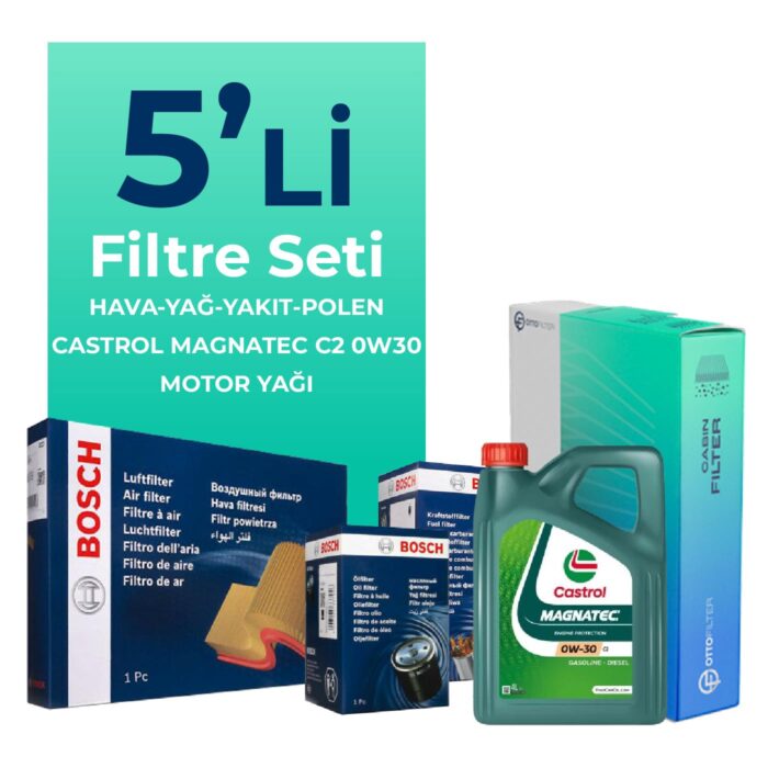 bosch-peugeot-3008-1-6-bluehdi-dizel-filtre-bakim-seti-castrol-motor-yagli-2016-2019-5-li-59214 BOSCH Peugeot 3008 1.6 BlueHDi Dizel Filtre Bakım Seti Castrol Motor Yağlı (2016-2019) 5 Li - Görsel 1