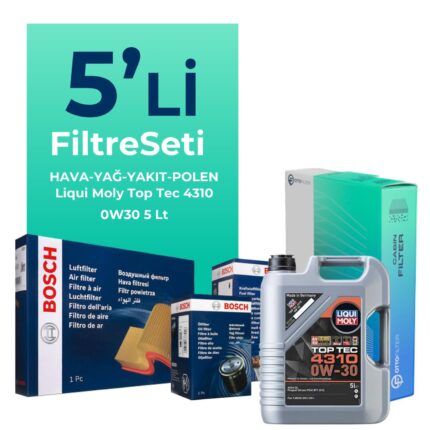 BOSCH Peugeot 5008 1.6 BlueHDi Dizel Filtre Bakım Seti Liqui Moly Motor Yağlı (2016-2019) 5 Li
