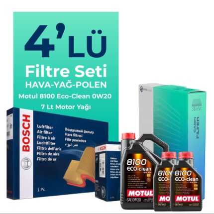 BOSCH Range Rover Vogue 2.0 Benzin Filtre Bakım Seti Motul Motor Yağlı (2018-2021) 4 Lü