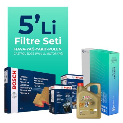 BOSCH Seat İbiza 1.2 Dizel Filtre Bakım Seti Castrol Motor Yağlı (2010-2012) 5 Li