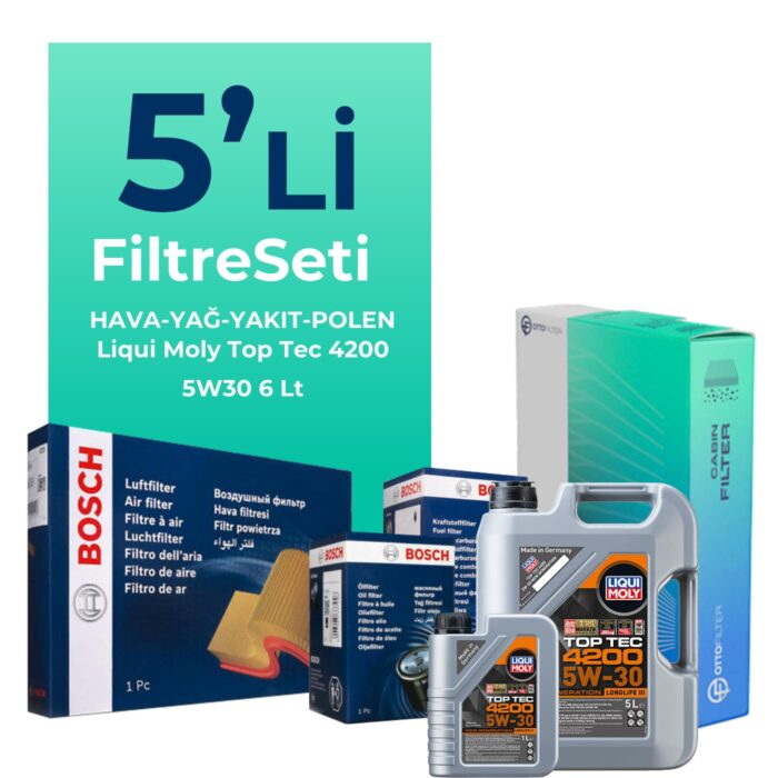 BOSCH Volkswagen Touareg 3.0 Dizel Filtre Bakım Seti Liqui Moly Motor Yağlı (2018-2023) 5 Li - Görsel 1