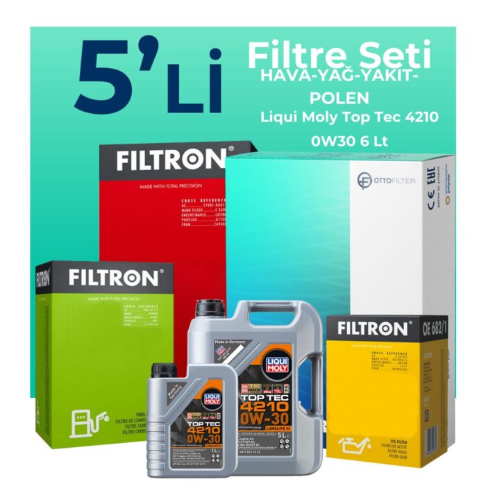 Filtron Audi A4 40 TDi Filtre Bakım Seti Liqui Moly Motor Yağlı (2020-2024) 5 Li - Görsel 1