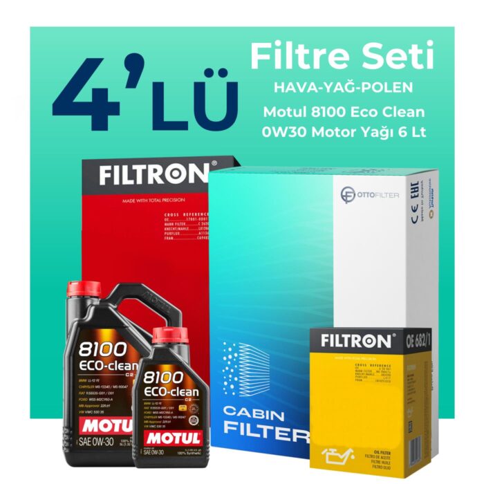 Filtron Audi A4 40 TDi Filtre Bakım Seti Motul Motor Yağlı (2020-2024) 4 Lü - Görsel 1