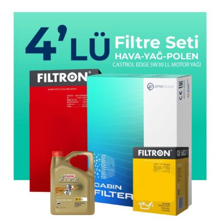 Filtron BMW 1.16D Filtre Bakım Seti Castrol Motor Yağlı (2011-2015) 4 Lü