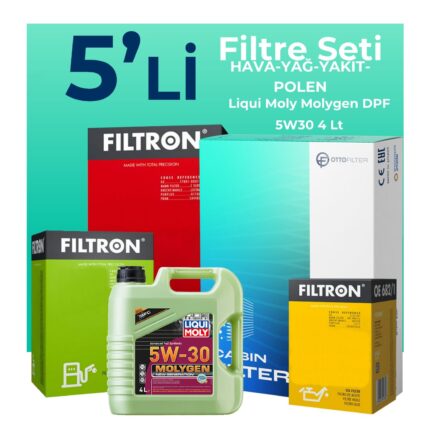 Filtron Citroen C3 1.4 Dizel Filtre Bakım Seti Liqui Moly Motor Yağlı (2003-2010) 5 Li